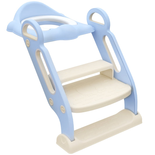 Kinderopvouwbare toiletbril met ladder 2 handgrepen antislip spatwaterdicht blauw