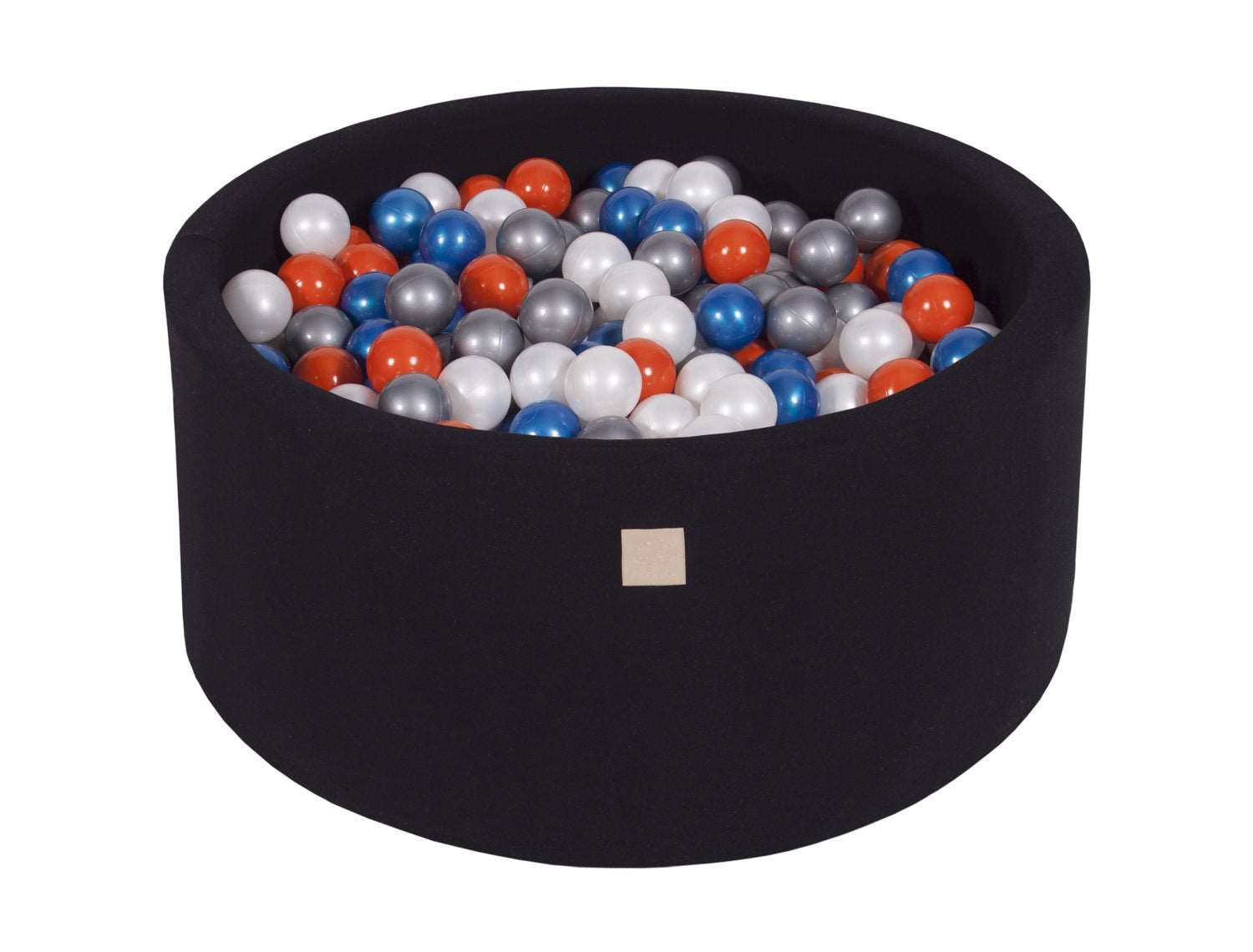 Ballenbak KATOEN Zwart - 90x40 incl. 300 ballen - Parel Blauw, Parel Wit, Oranje, Zilver