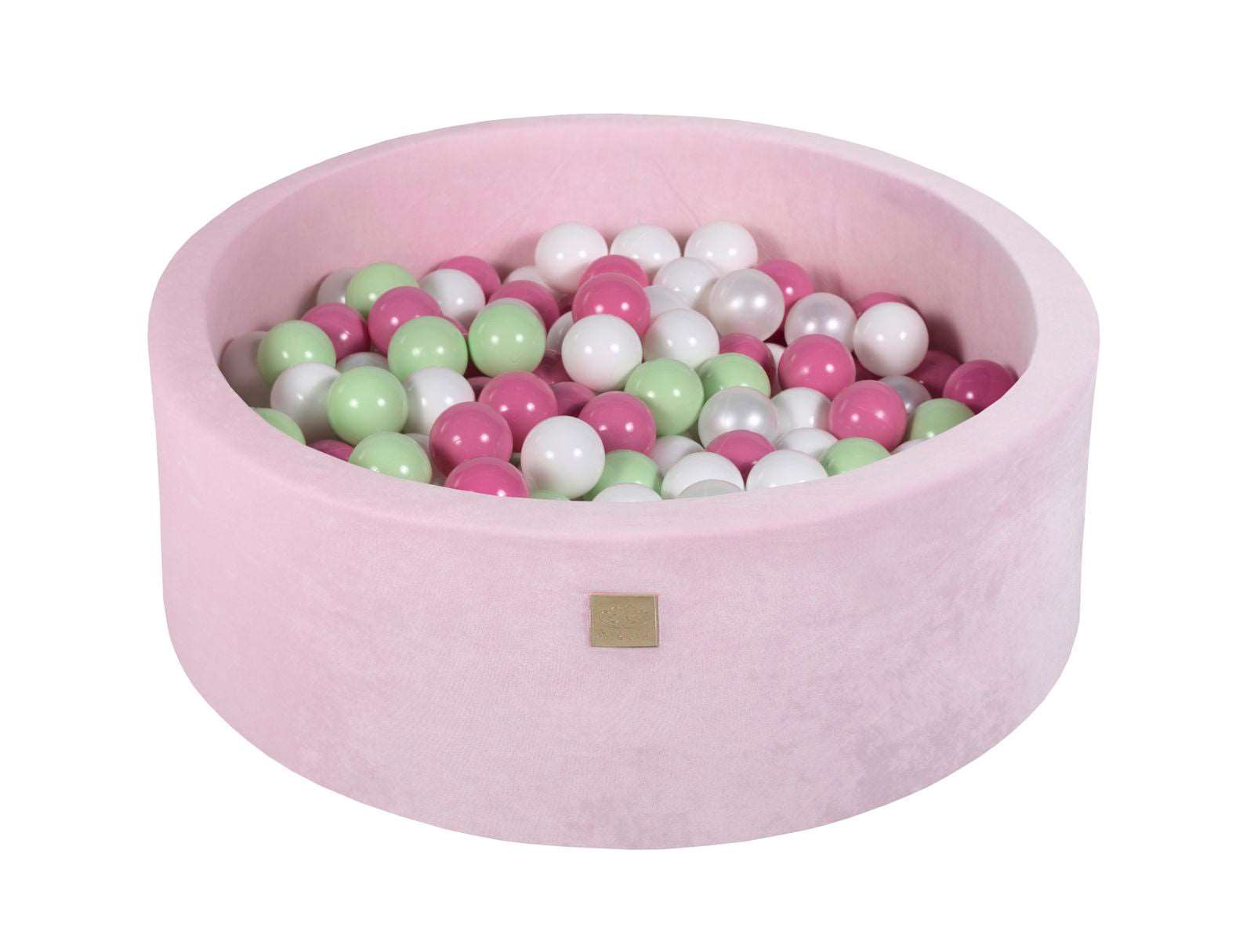 Ballenbak VELVET Poeder Roze - 90x30 incl. 200 ballen - Licht Roze, Licht Groen, Wit, Parel Wit
