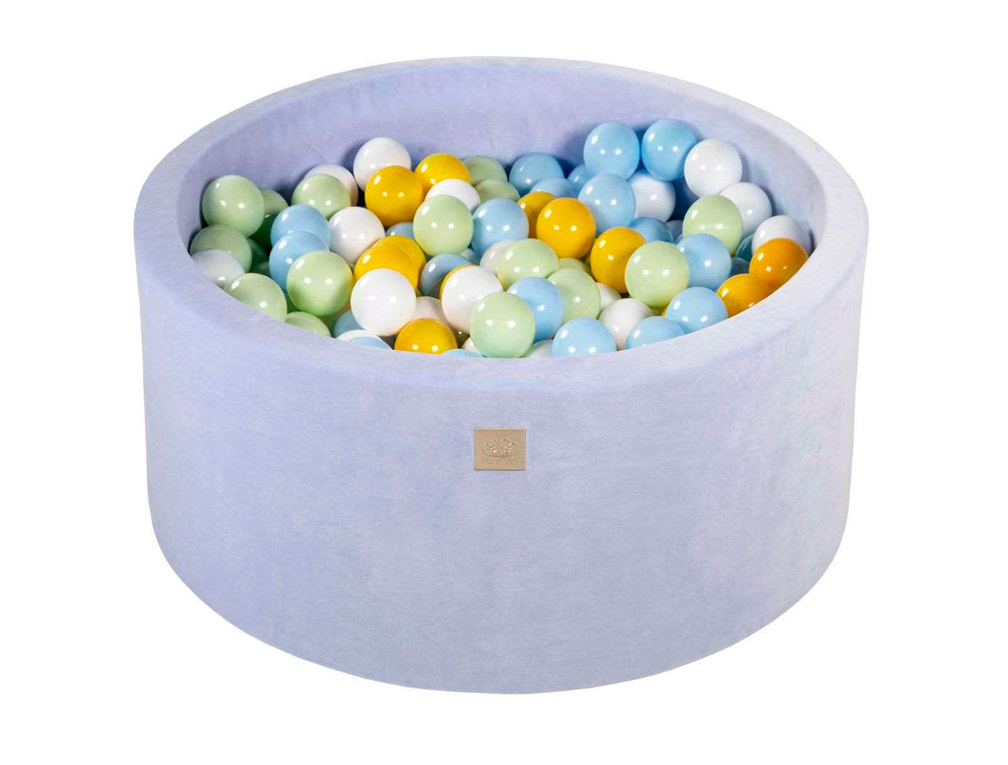 Ballenbak VELVET Baby Blauw - 90x40 incl. 300 ballen - Licht Groen, Baby Blauw, Wit, Geel