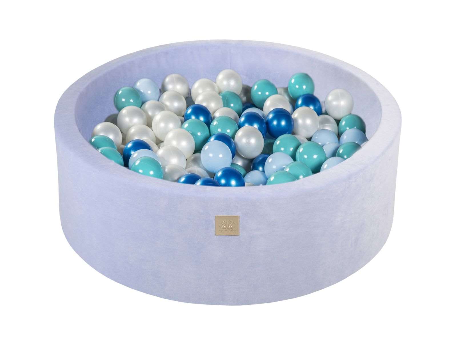 Ballenbak VELVET Baby Blauw - 90x30 incl. 200 ballen - Parel Blauw, Baby Blauw, Parel Wit, Turquoise