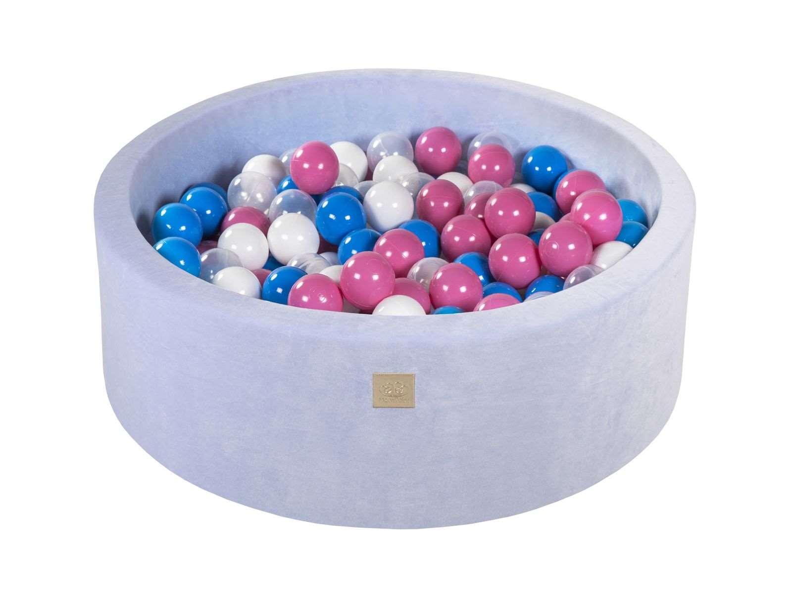 Ballenbak VELVET Baby Blauw - 90x30 incl. 200 ballen - Blauw, Wit, Licht Roze, Transparant