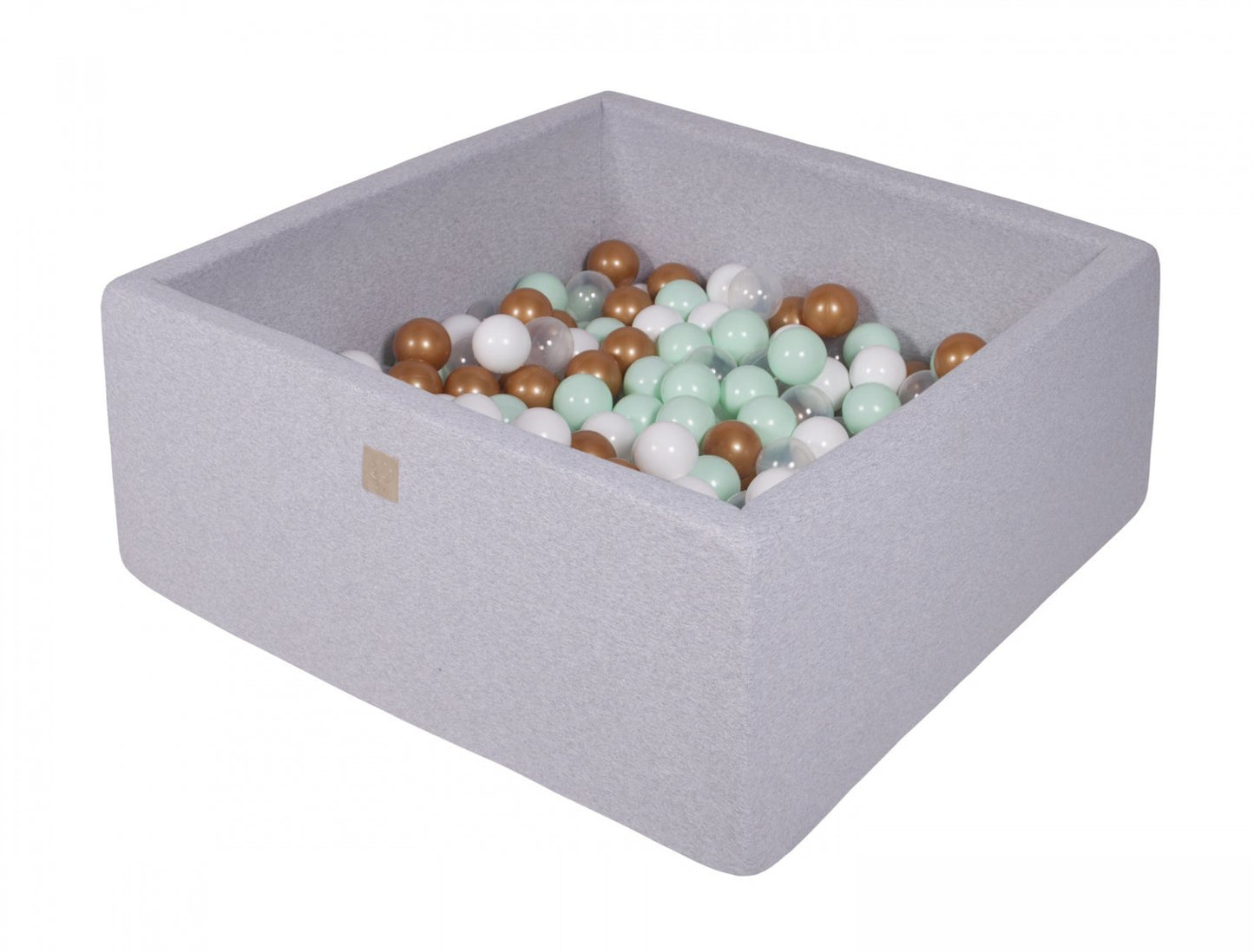 Vierkante Ballenbak incl. 400 ballen - 110x110x40 cm - Licht Grijs - Wit, Goud, Transparant, Mint