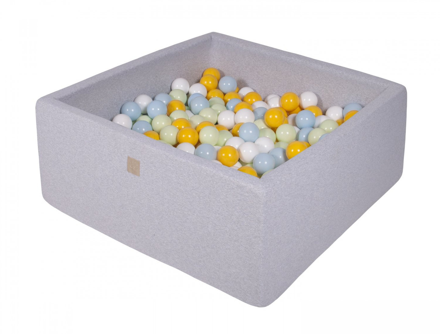 Vierkante Ballenbak incl. 400 ballen - 110x110x40 cm - Licht Grijs - Wit, Geel, Licht Groen, Baby Blauw
