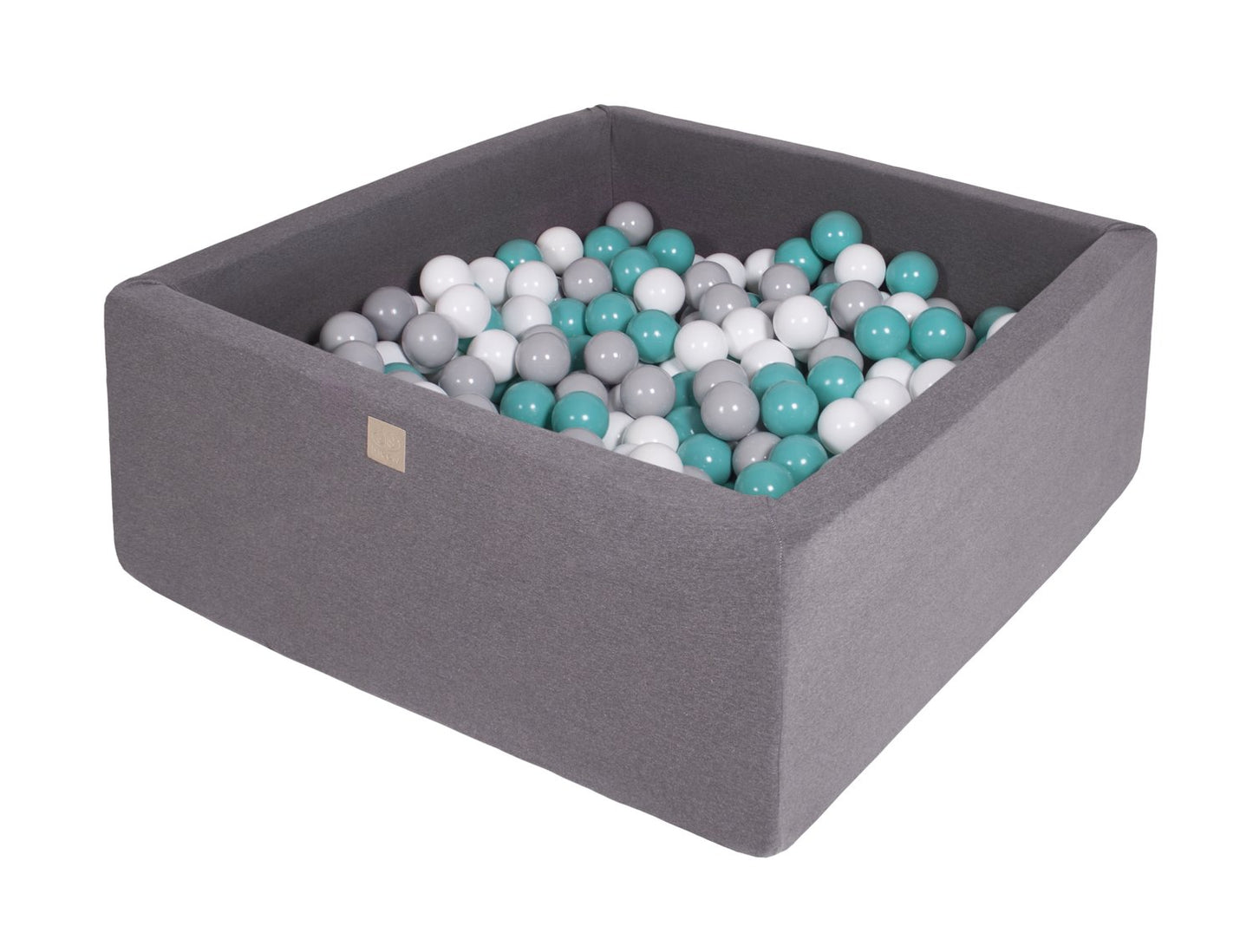 Vierkante Ballenbak incl. 200 ballen - 90x90x40 cm - Donker Grijs - Turquoise, Zilver, Wit