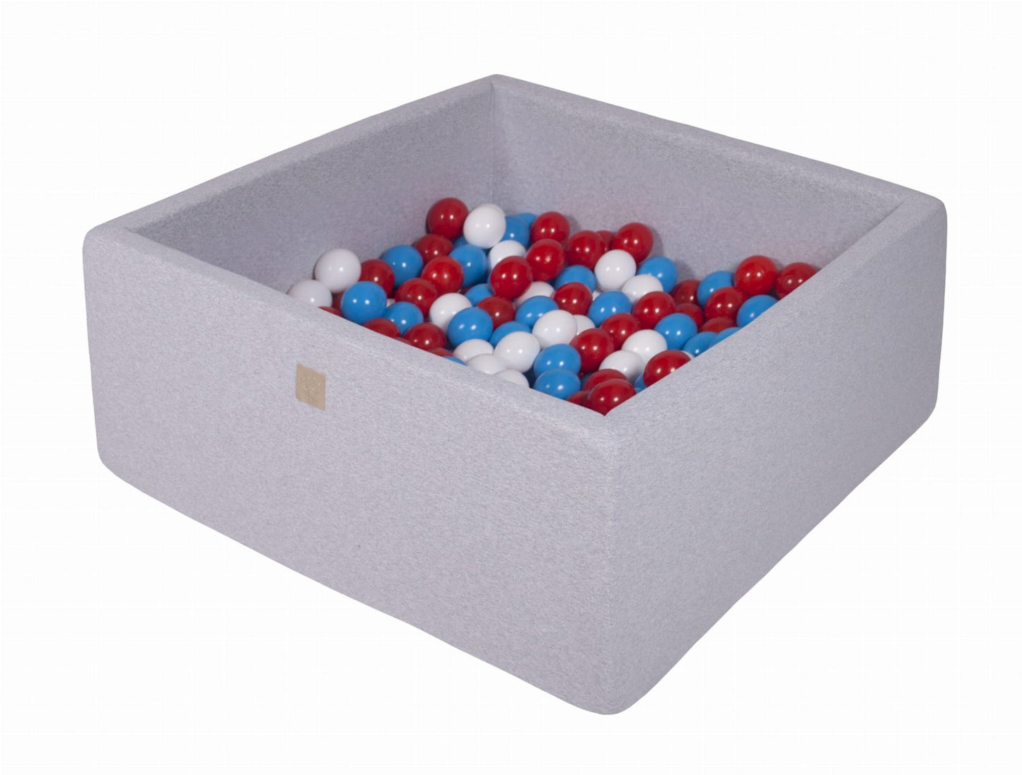 Vierkante Ballenbak incl. 200 ballen - 90x90x40 cm - Licht Grijs - Rood, Wit, Blauw