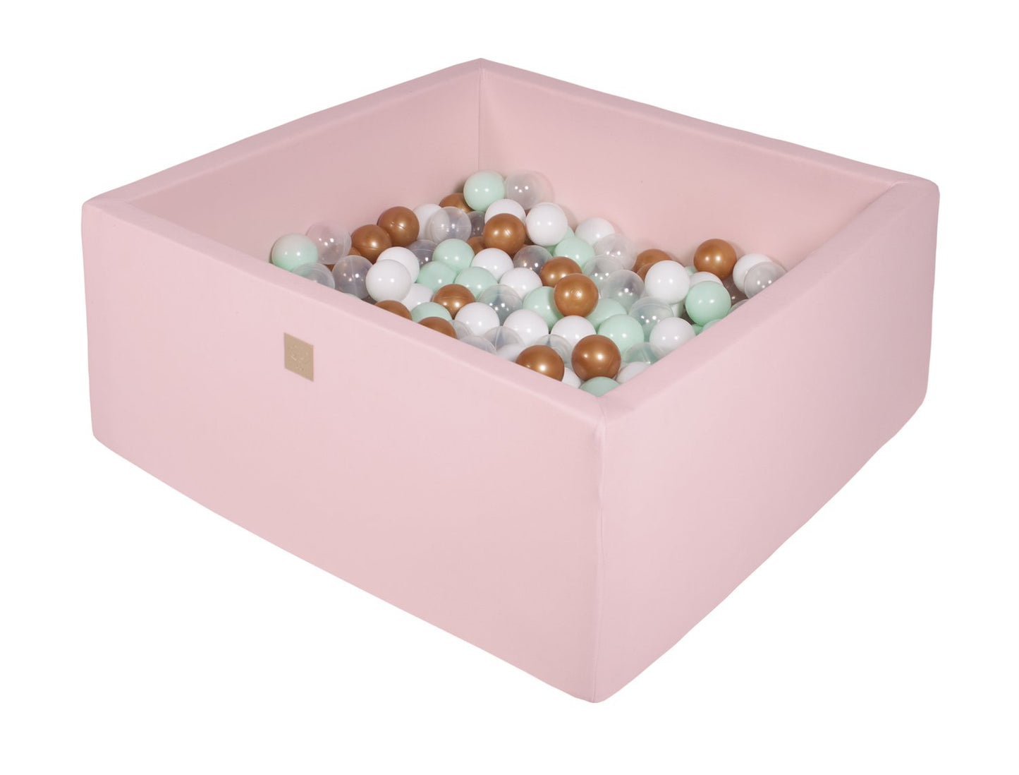 Vierkante Ballenbak incl. 200 ballen - 90x90x40 cm - Roze - Wit, Goud, Transparant, Mint